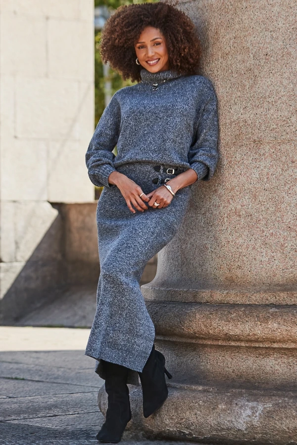 Charcoal Grey Knitted Midaxi Skirt 7 Charcoal Grey Knitted Midaxi Skirt - Image 5