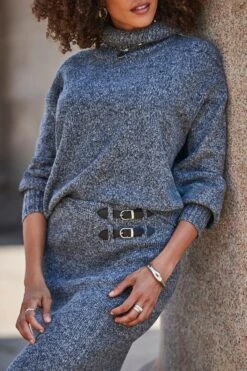 Charcoal Grey Knitted Midaxi Skirt 11 Charcoal Grey Knitted Midaxi Skirt -Sosandar Fashion Store web 2408 181 a23bk213gy001 a24tk163gy001 181 205