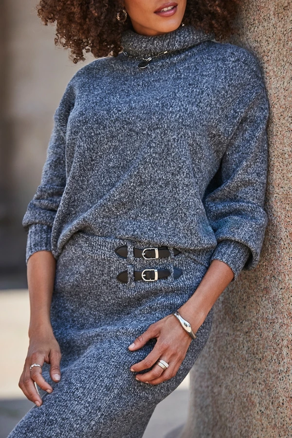 Charcoal Grey Knitted Midaxi Skirt 6 Charcoal Grey Knitted Midaxi Skirt - Image 4