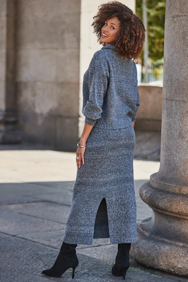 Charcoal Grey Knitted Midaxi Skirt 5 Charcoal Grey Knitted Midaxi Skirt - Image 3