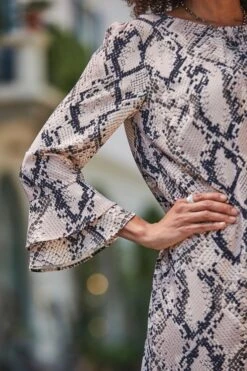 Natural Snake Print Ruffle Hem Shift Dress -Sosandar Fashion Store web 2408 193 s24dw190blan02 193 129 1