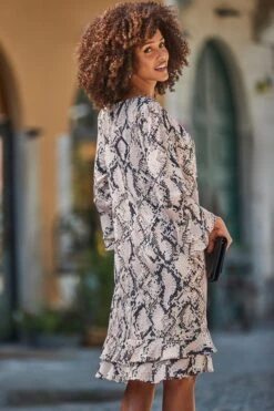 Natural Snake Print Ruffle Hem Shift Dress -Sosandar Fashion Store web 2408 193 s24dw190blan02 193 136 1