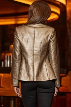 Soft Gold Metallic Faux Leather Blazer 8 Soft Gold Metallic Faux Leather Blazer -Sosandar Fashion Store web 2408 35 a24op024mc0003 35 75