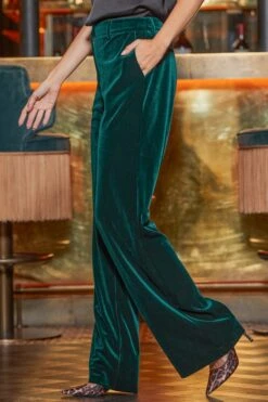 Emerald Green Luxe Velvet Wide Leg Trousers -Sosandar Fashion Store web 2408 38 a24bw043gn0035 a24ow076gn0035 38 88 rt2 1