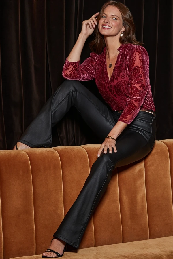 Ruby Plush Velvet Devore Blouse 7 Ruby Plush Velvet Devore Blouse - Image 5