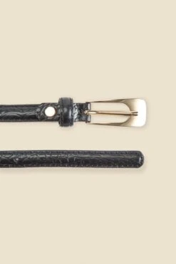 Black Croc Leather Slim Waist Belt 9 Black Croc Leather Slim Waist Belt -Sosandar Fashion Store web 2408 box a24ac006bk0001 3