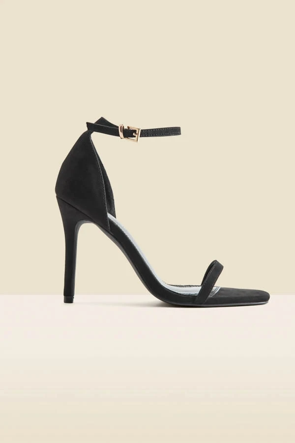 Black Square Toe Barely There Sandals 4 Black Square Toe Barely There Sandals - Image 2