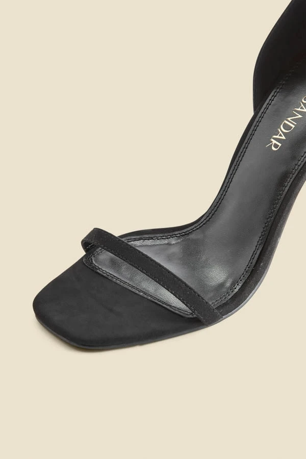 Black Square Toe Barely There Sandals 5 Black Square Toe Barely There Sandals - Image 3