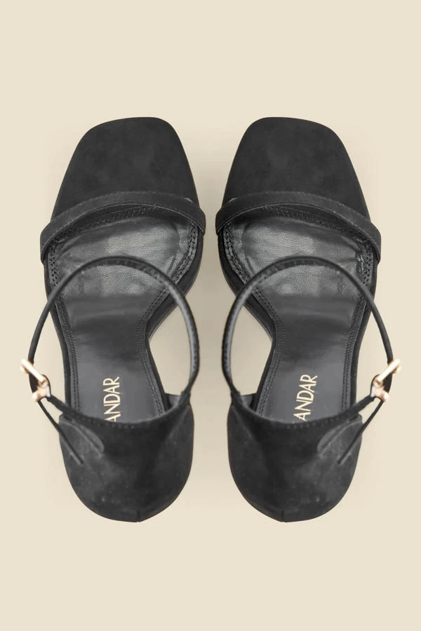 Black Square Toe Barely There Sandals 6 Black Square Toe Barely There Sandals - Image 4