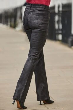 Black Croc Coated Bootcut Jeans -Sosandar Fashion Store web 2409 06 a24tk852pk0013 a24bd016bk0001 06 148