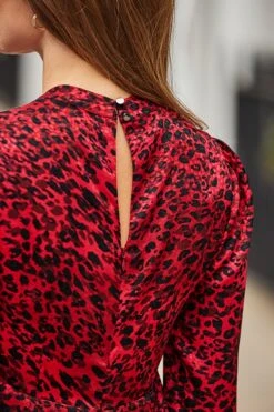 Red Animal Print Key Hole Detail Fit & Flare Dress -Sosandar Fashion Store web 2409 08 a23dw035rdan01 08 1436 rt