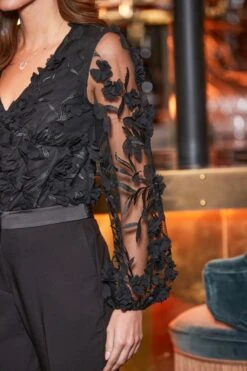 Black Floral Lace Sleeve Detail Blouse 14 Black Floral Lace Sleeve Detail Blouse -Sosandar Fashion Store web 2409 18 a24tw030bk0001 a23bw021bk0001 18 068 rt2