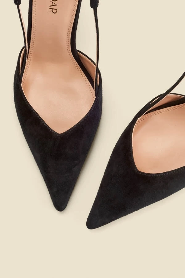 Black Flared Heel Slingback Court Shoes 6 Black Flared Heel Slingback Court Shoes - Image 4