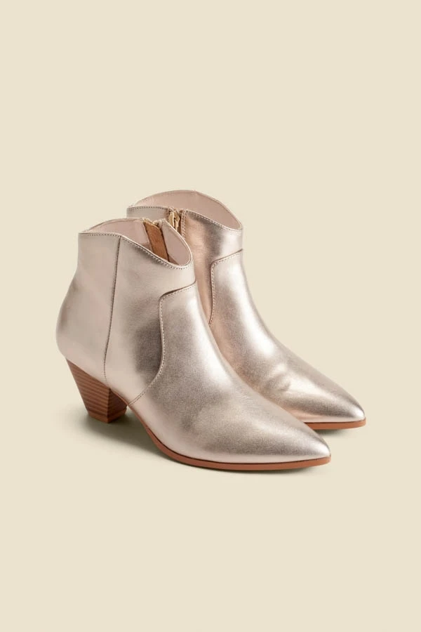 Gold Leather Western Stack Heel Boots 4 Gold Leather Western Stack Heel Boots - Image 2