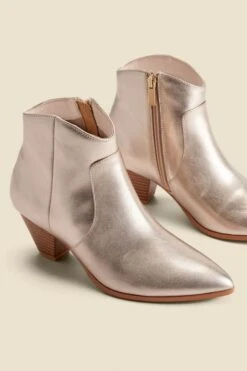 Gold Leather Western Stack Heel Boots 9 Gold Leather Western Stack Heel Boots -Sosandar Fashion Store web 2409 box a24fw041mc0003 4