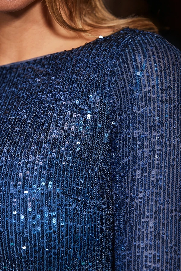 Sapphire Blue Ombre Sequin Party Dress 6 Sapphire Blue Ombre Sequin Party Dress - Image 4