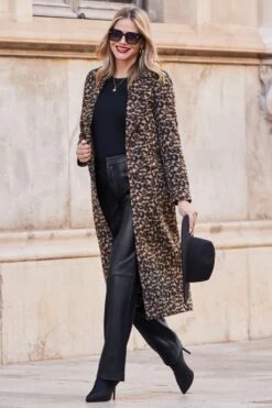 Leopard Print Premium Longline Coat 14 Leopard Print Premium Longline Coat -Sosandar Fashion Store web 2410 24 a24ow088ld0001 s24bl003rdm002 24 044 rc