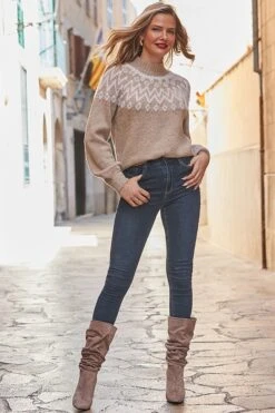 Taupe Fairisle Super Cosy Jumper