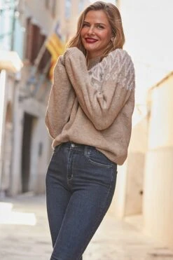 Taupe Fairisle Super Cosy Jumper 11 Taupe Fairisle Super Cosy Jumper -Sosandar Fashion Store web 2410 34 a24tk228bn0003 a21bd011io003w a22ow062nl0006 34 112