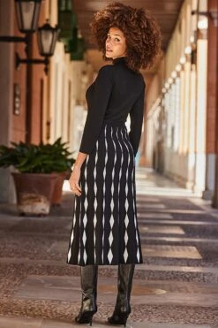 Black & White Two Part Knitted Midi Dress 12 Black & White Two Part Knitted Midi Dress -Sosandar Fashion Store web 2410 63 a23dk627bkwe01 a24ow057bk0001 63 133