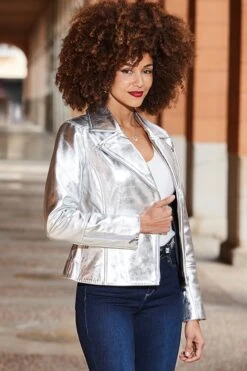 Silver Metallic Leather Biker Jacket -Sosandar Fashion Store web 2410 66 a24op012mc0005 s22bd090in006w s23tk624nl0001 66 054