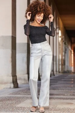 Black Luxe Sparkle Mesh Bardot Top 10 Black Luxe Sparkle Mesh Bardot Top -Sosandar Fashion Store web 2410 68 a24tj078bk0001 s24bd043mc0003 68 030