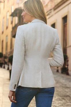 Natural Linen Blend Tuxedo Blazer Jacket 10 Natural Linen Blend Tuxedo Blazer Jacket -Sosandar Fashion Store web 2501 13 s25ow001nl0003 13 103