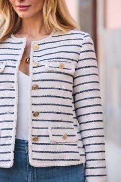 Ivory & Navy Stripe Boucle Jacket -Sosandar Fashion Store web 2501 30 s25ow004iv0001 s24bd013be0007 30 125 rt2