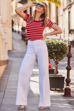 Red & White Striped Boat Neck Top -Sosandar Fashion Store web 2501 48 s25tk113rdwe01 48 040 rt