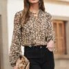 Petite Leopard Print Lace Up Blouse -Sosandar Fashion Store web 2501 62 a23tw096brn s24bd040in0007a01 62 054 rt 1