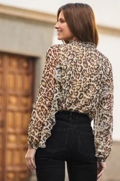 Petite Leopard Print Lace Up Blouse -Sosandar Fashion Store web 2501 62 a23tw096brn s24bd040in0007a01 62 192 rt 1
