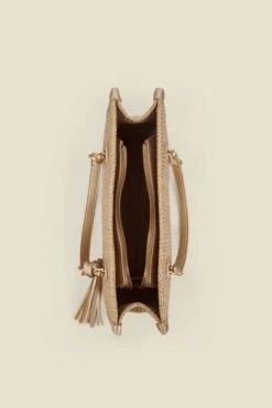 Gold Metallic Tassel Detail Raffia Tote Bag 14 Gold Metallic Tassel Detail Raffia Tote Bag -Sosandar Fashion Store web 2501 box s25ac027mc0003 4