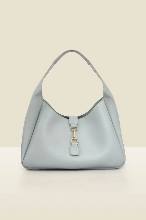 Grey Blue Soft Faux Leather Bag 4 Grey Blue Soft Faux Leather Bag - Image 2