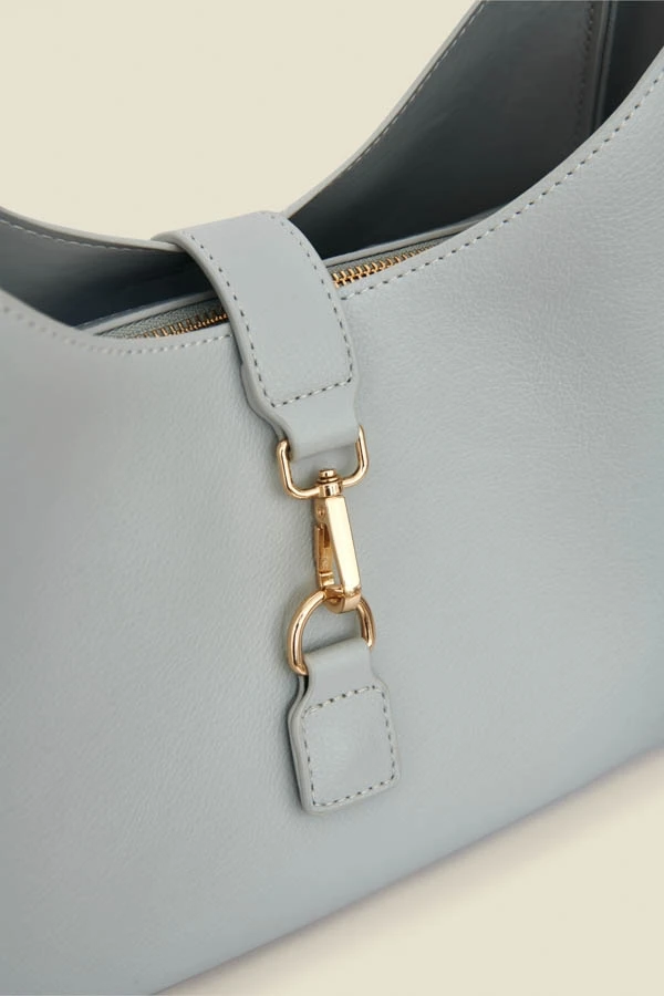 Grey Blue Soft Faux Leather Bag 6 Grey Blue Soft Faux Leather Bag - Image 4