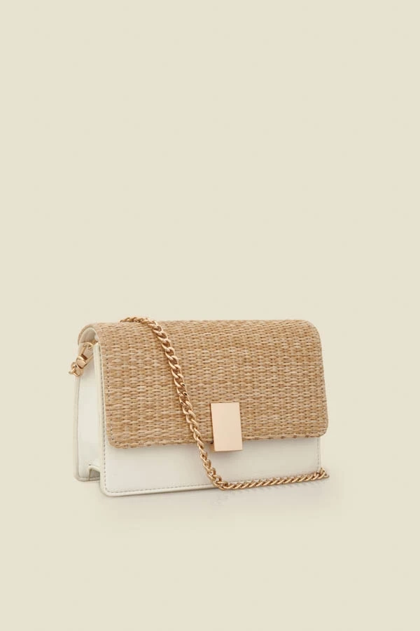 Natural & White Raffia Cross Body Bag 4 Natural & White Raffia Cross Body Bag - Image 2