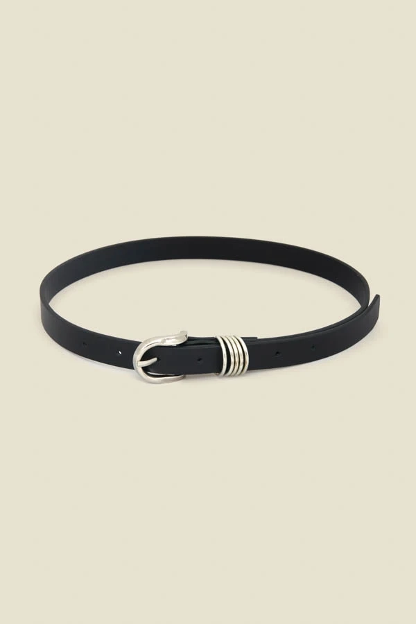 Black Leather Belt With Silver Hardware 5 Black Leather Belt With Silver Hardware - Image 3