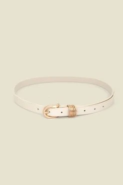 Ecru Leather Belt With Gold Hardware -Sosandar Fashion Store web 2501 box s25ac055eu0001 2