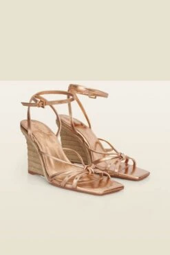 Rose Gold Strappy Wedge Espadrille -Sosandar Fashion Store web 2501 box s25fw001rg0001 2