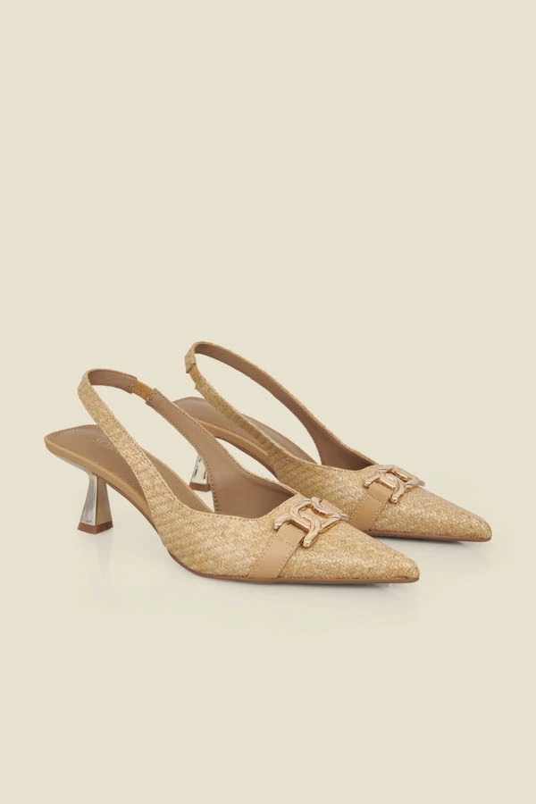 Raffia Slingback Court Shoe With Gold Detail 4 Raffia Slingback Court Shoe With Gold Detail - Image 2