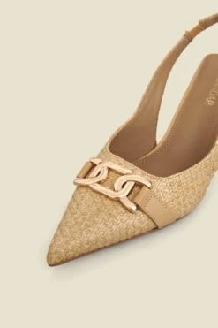 Raffia Slingback Court Shoe With Gold Detail 8 Raffia Slingback Court Shoe With Gold Detail -Sosandar Fashion Store web 2501 box s25fw006nl0003 3