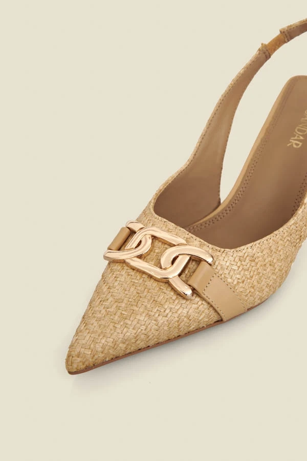 Raffia Slingback Court Shoe With Gold Detail 5 Raffia Slingback Court Shoe With Gold Detail - Image 3