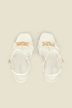 Ecru Strappy Sandal With Gold Buckle Trim 10 Ecru Strappy Sandal With Gold Buckle Trim -Sosandar Fashion Store web 2501 box s25fw007eu0001 4