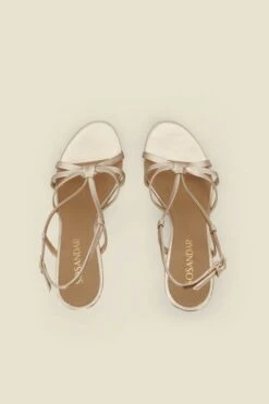Champagne Gold Strappy Wedge Heel Sandals -Sosandar Fashion Store web 2501 box s25fw012mc0003 4 2