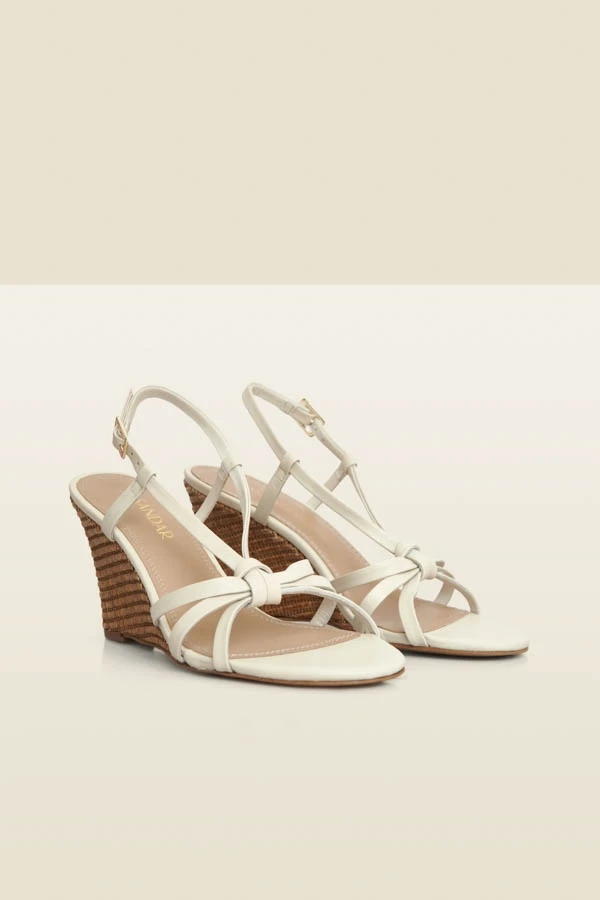 White Strappy Wedge Heel Sandals 4 White Strappy Wedge Heel Sandals - Image 2