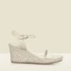 Ivory Leather Metallic Wedge Espadrilles -Sosandar Fashion Store web 2501 box s25fw015we0001 1