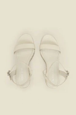 Ivory Leather Metallic Wedge Espadrilles -Sosandar Fashion Store web 2501 box s25fw015we0001 4