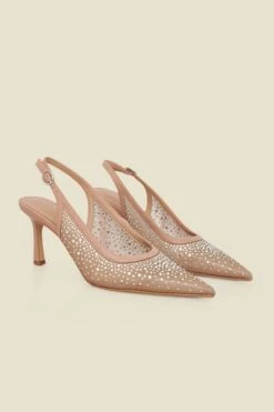 Nude Sparkle Slingback Court Heels -Sosandar Fashion Store web 2501 box s25fw019nl0002 2