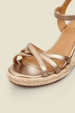 Alesia Champagne Gold Strappy Leather Wedge Espadrille 12 Alesia Champagne Gold Strappy Leather Wedge Espadrille -Sosandar Fashion Store web 2501 box s25fw030mc0005 3