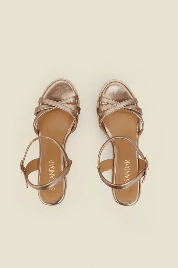 Alesia Champagne Gold Strappy Leather Wedge Espadrille 8 Alesia Champagne Gold Strappy Leather Wedge Espadrille - Image 6