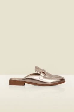 Champagne Gold Snaffle Trim Mule Loafer